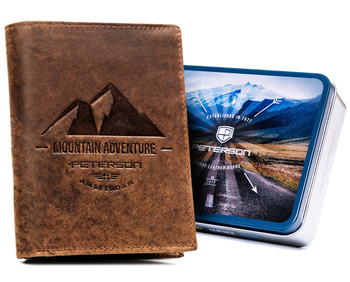 Portfel męski skórzany Peterson - Duży, pionowy, z RFID i kieszonką na monety