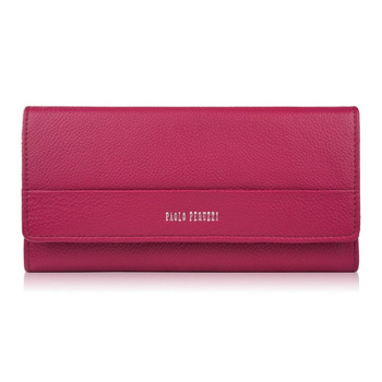 Portfel damski skórzany różowy duży poziomy Paolo Peruzzi AL-01-PI
