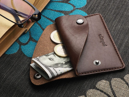 Portfel RETRO wykonany z roślinnie garbowanej skóry Nomad brązowy