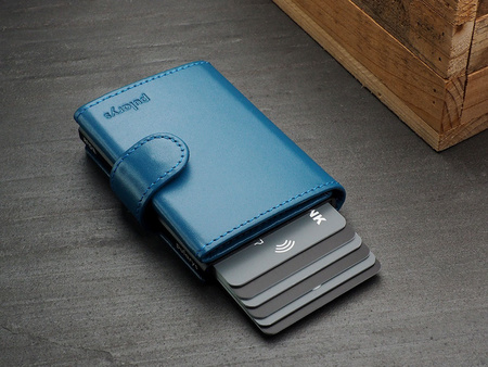 Portfel SOHO wykonany z delikatnej, ekskluzywnej skóry Italia niebieski