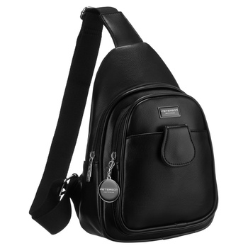 Saszetka damska crossbody Peterson z regulowanym paskiem, czarna eko skóra