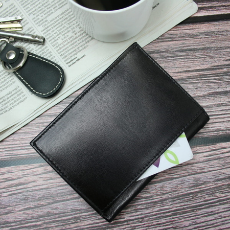 Skórzany portfel męski Bellugio RFID - czarny