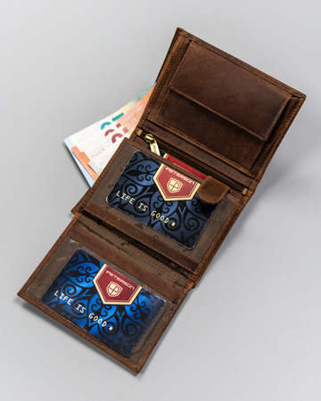 Portfel męski skórzany Peterson - Duży, pionowy, z RFID i kieszonką na monety