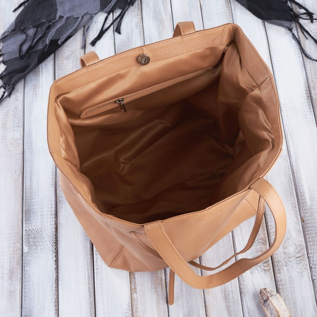 Torba shopper skórzana damska Paolo Peruzzi IN-64-CG koniakowa