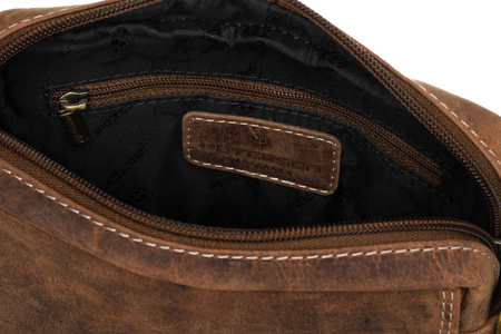 Listonoszka męska ze skóry naturalnej brązowa z złotymi okuciami - Peterson