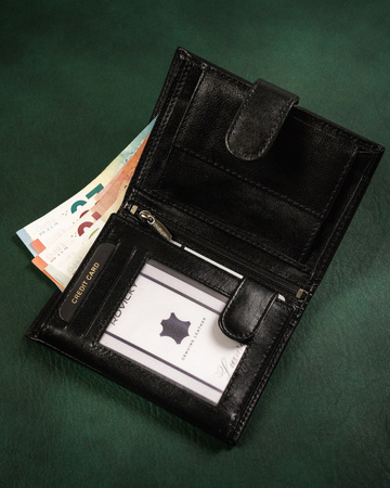 Portfel męski skórzany z zatrzaskiem Rovicky - elegancja i funkcjonalność