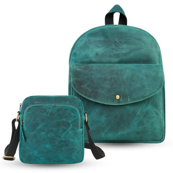 Torebka skórzana damska w kolorze zielonym z możliwością noszenia na ramieniu