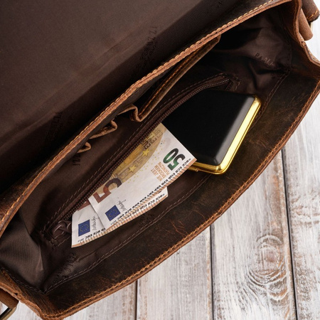 Torba męska skórzana na ramię Paolo Peruzzi T-91-HBR brązowa