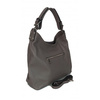 Torba worek skórzana Vera Pelle, szara, Made in Italy, pojemna