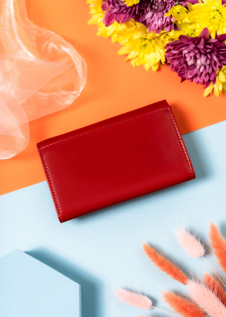 Portfel damski elegancki czerwony - Peterson z miejscem na monety