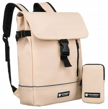 Solidny plecak miejski z materiału syntetycznego z etui w zestawie - Peterson