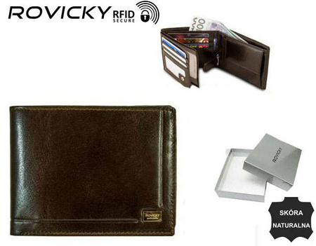 Skórzany portfel męski z systemem RFID - Rovicky