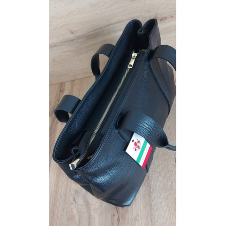 Torba skórzana na ramię Vera Pelle XL Czarne Włoska Elegancja