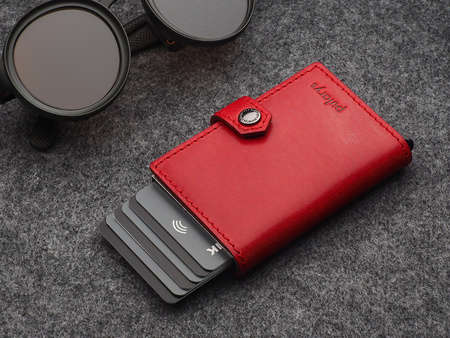 Portfel EASY WALLET wykonany z garbowanej skóry Nomad czerwony