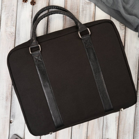 Torba męska na ramię lub do ręki wegaska do pracy na laptopa czarna Paolo Peruzzi E-14-BL