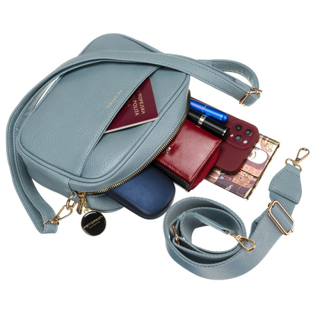 Listonoszka damska crossbody niebieska z paskiem eko skóry Peterson