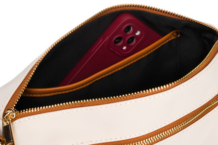 Torebka nylonowa brązowo-beżowa z paskiem na ramię - Peterson