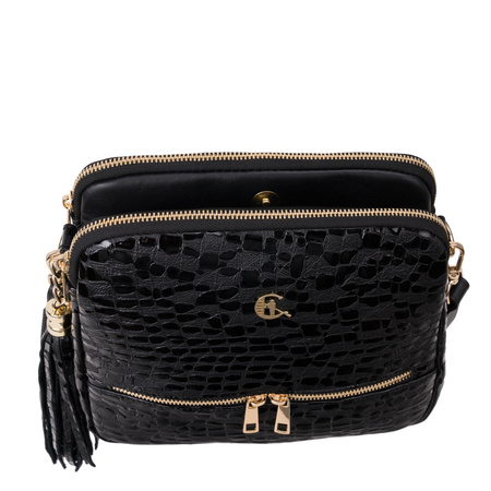 Torebka listonoszka Canaletto ze skóry naturalnej o wzorze kropli TD840s258złote