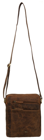 Listonoszka męska brązowa z naturalnej skóry - Peterson