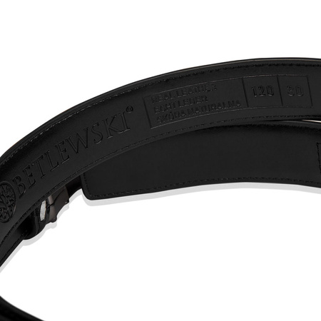 Skórzany pasek męski ELITE czarny 115-cm