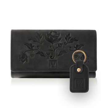 Zestaw upominkowy: portfel skórzany T-05-BL i brelok T-86-HBL