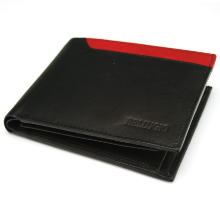 Portfel męski z kolorową wstawką Bellugio - czarno-czerwony