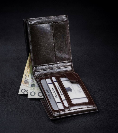 Skórzany portfel męski z systemem RFID - Rovicky