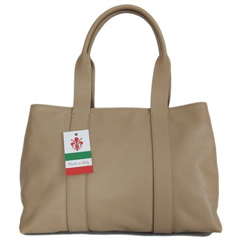 Torba skórzana na ramię XL, Beżowa, Włoska, Vera Pelle VPA78T