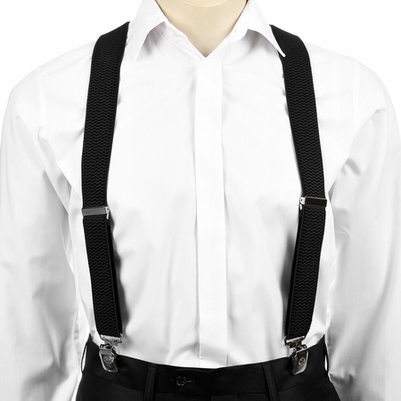 Szelki do spodni męskie eleganckie mocne V czarne