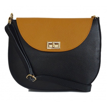 Torebka skórzana listonoszka Vera Pelle czarna z camelem VPP38NC