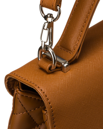 Torebka crossbody brązowa z klapką i srebrnymi okucami - David Jones