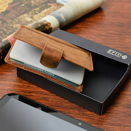 Etui skórzane na karty dokumenty wizytownik RFiD