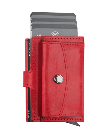 Portfel HIKER Max wykonany z roślinnie garbowanej skóry Nomad czerowny