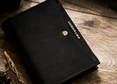 Portfel męski czarny ze skóry naturalnej - Peterson, pionowy, duży