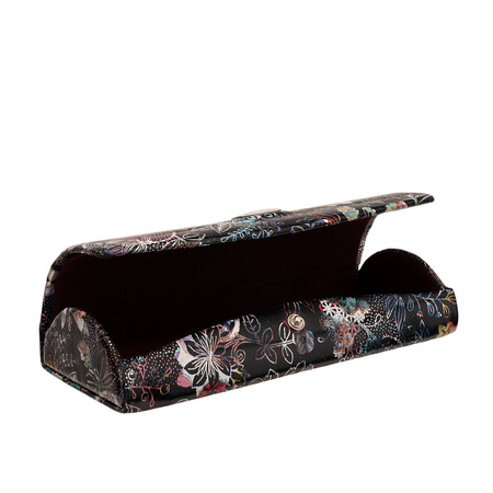 Etui na okulary BajuBaj z kolorowej skóry naturalnej w kwiaty