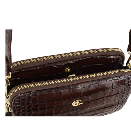 Listonoszka Canaletto - luksusowa skóra krokodyla w eleganckim brązie