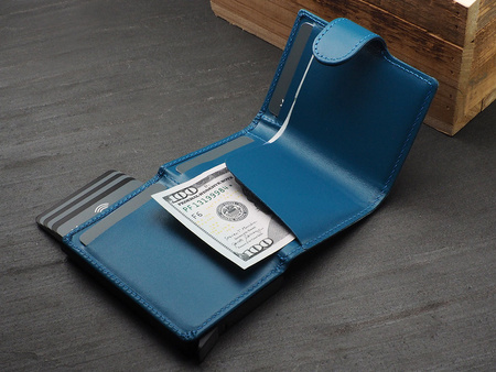 Portfel SOHO wykonany z delikatnej, ekskluzywnej skóry Italia niebieski