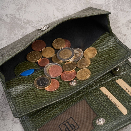 Portfel skórzany damski z saszetką nerka Paolo Peruzzi ciemnozielony