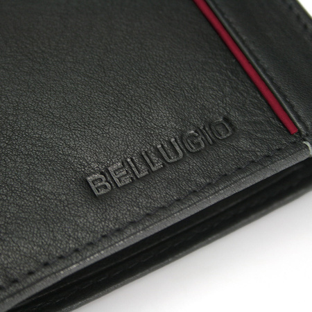 Portfel męski skórzany RFID - czarno-czerwony