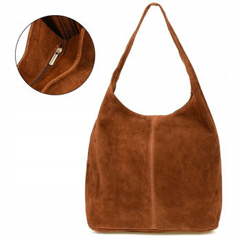 Włoska Torebka worek Skórzana zamszowa WYPRZEDAŻ