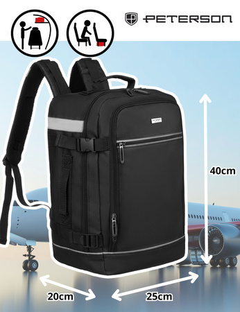 Plecak podróżny czarny z uchwytem na walizkę - Peterson