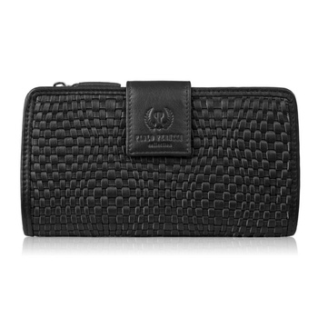 Portfel damski skórzany czarny duy pleciony Paolo Peruzzi AY-08-BL