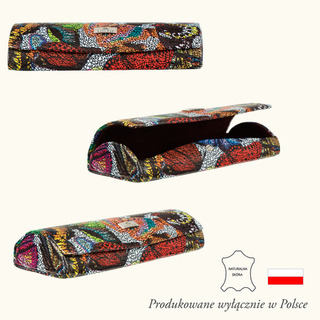 Etui na okulary BajuBaj w kolorowe kwiaty z naturalnej skóry
