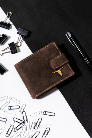 Portfel z naturalnej skóry męski na zatrzask - Buffalo Wild