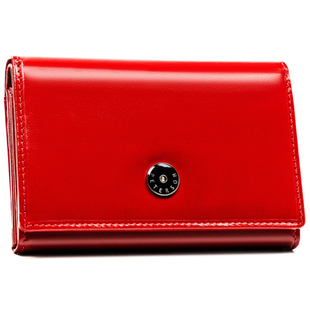 Portfel damski Peterson RFID z naturalnej skóry w kolorze czerwonym