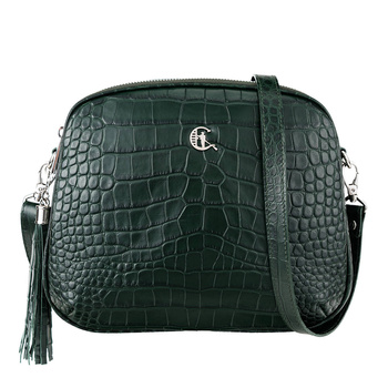 Listonoszka skórzana Canaletto w zielonym kolorze z tłoczeniem krokodyla