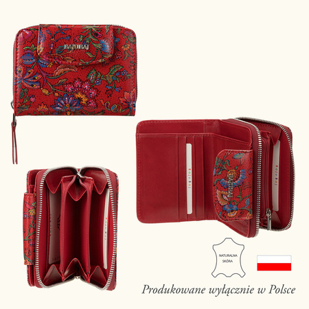 Portfel skórzany damski BajuBaj w kolorze czerwonym – elegancja na co dzień