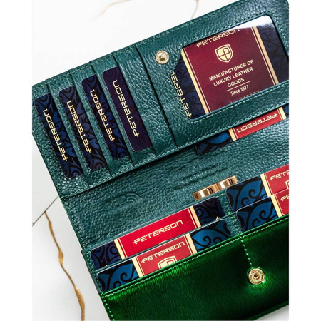 Modny zielony portfel damski z ochroną RFID - Peterson