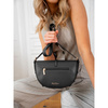Listonoszka damska crossbody Peterson beżowo-czarna ze skóry i płótna
