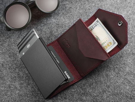 Portfel PORTER Go wykonany z woskowanej skóry Hunter wiśniowy